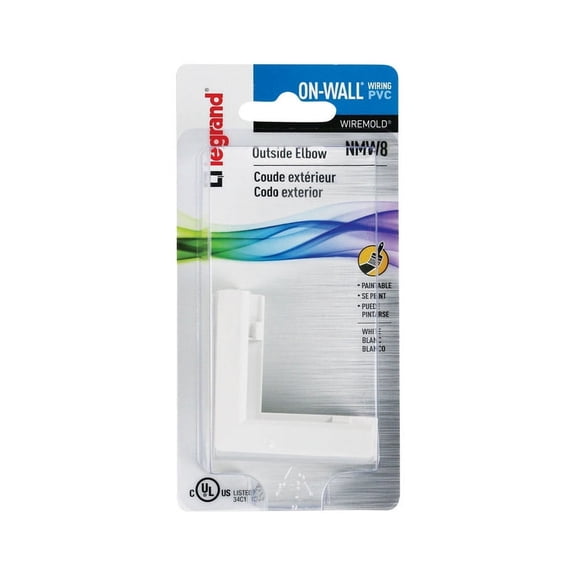 Legrand - Wiremold NMW8 Plastic Outside Elbow Wiremold, White