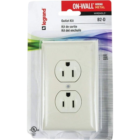 Wiremold Outlet Kit Surface Wiring Metallic Box Ivory Paintable/Stainable Carded