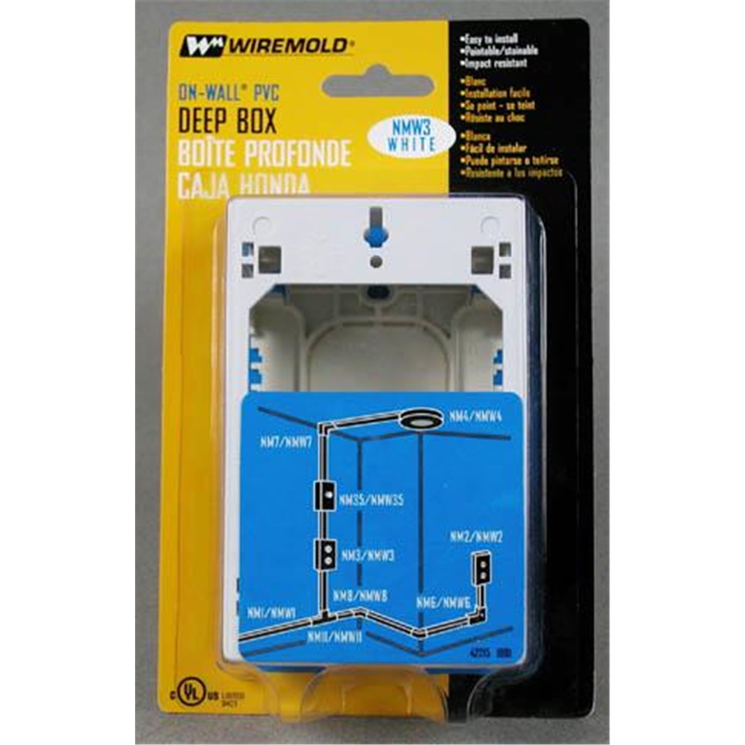 Wiremold Plastic Nonmetallic Raceway, Extending Power, OnWall Deep Box