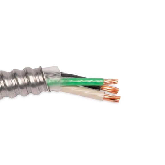 Wirenco 6/2 Metal Clad (MC) Cable with Ground, Aluminum Armored, Stranded Copper Conductor (20Ft Cut)