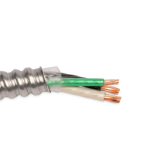 Wirenco 8/2 Metal Clad (MC) Cable with Ground, Aluminum Armored, Stranded Copper Conductor (25Ft Cut)