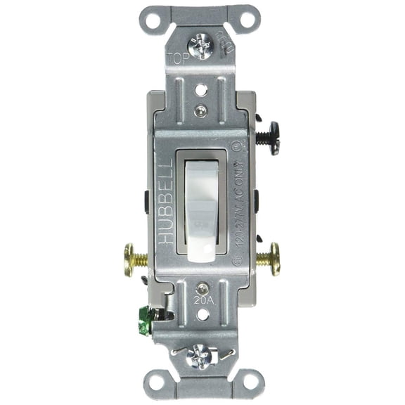 Wiring Device-Kellems CS320W 3-Way Toggle Switch, 120/277 VAC, 20 A, 1/2 hp