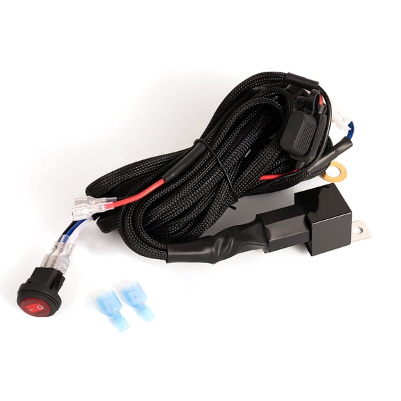 Wiring Harness 1 Lead, 12V 40A Rock Switch Relay Fuse Nylon Wiring Harness Kit for LED Light Bars Fog Lights Work Lights Driving Lights Offroad LED Pods Wire Kit for Truck UTV ATV Boat