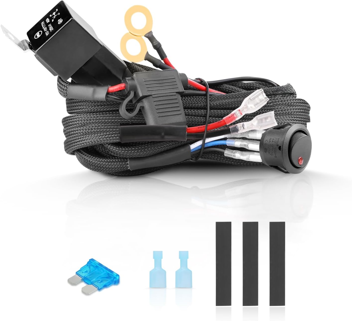 Wiring Harness 1 Lead, LED Light Bar Nylon Wiring Harness Kit 12V 40A