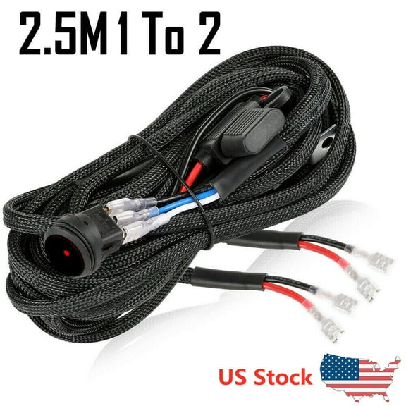 Wiring Harness Kit ON-OFF Switch Offroad Relay Fuse LED Work Light Bar 2-Lead US