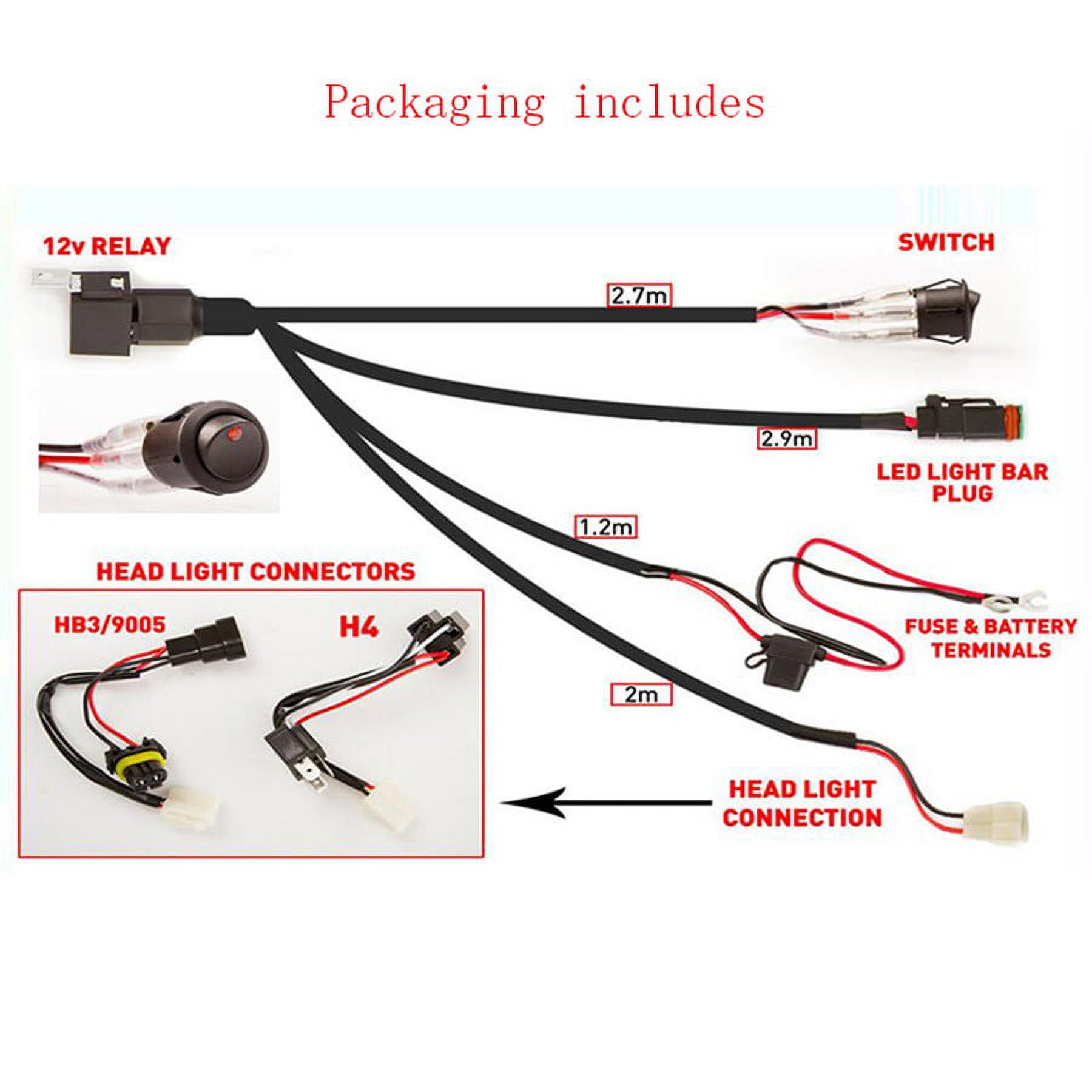 Wiring Harness Switch Kit For 9005 (HB3) H4 4x4 Offroad Truck Headlight Adapter