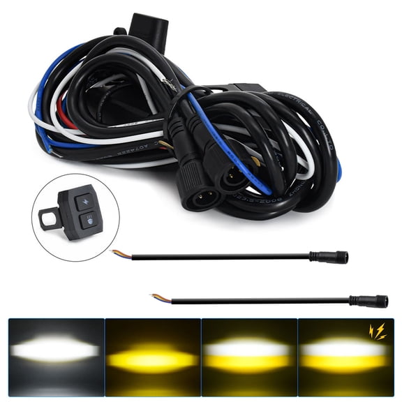 Wiring LED Light Wiring Harness Kit, Spot Lights Wiring On Off Switch Motorcycle High Low Beam Wiring Kit