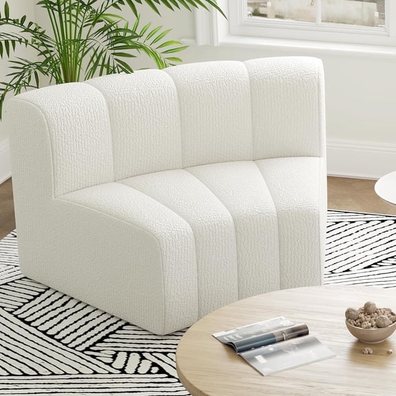 1/8 Round Module for Sofa, Velvet , 1 Seater Cloud Sofa with for Living Room (White)