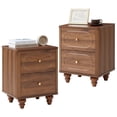 thumbnail image 1 of Wirrytor 2-Drawer Fluted Nightstand Set of 2, Mid-Century  Bedside Table , Night Stands for Bedroom, Sofa Side End Table with Drawers for Small Spaces (Walnut), 1 of 10