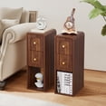 thumbnail image 1 of Wirrytor Mid-Century Modern Narrow Nightstand Set of 2 for Bedroom, Slim Bedside Table and Side End Table with 2 Drawers, Walnut, 1 of 13