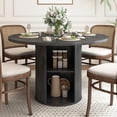 thumbnail image 1 of Wirrytor 47" Black Dining Room Table with Storage, Modern Round Table for 4, Kitchen table with 2-Layer Storage Shelves, Circle Dining Table, 1 of 8