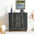 thumbnail image 1 of Wirrytor Antique Black Storage Cabinet, Art Accent Organizer Furniture with 2 Doors in Embossed Patterns, Vintage Small Decorative Sideboard for Home Office, Living Room, 1 of 8