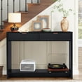 thumbnail image 1 of WIRRYTOR Console Table with Drawers, Modern Sofa Table for Living Room, Narrow Sofa Table with Wood 2 Drawer and Open Storage Shelf, Black, 1 of 7