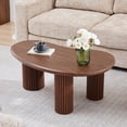thumbnail image 1 of Wirrytor Cloud Coffee Table for Living Room, Oval Mid-Century Modern Wood Table with 3 Legs, Dark Brown, 1 of 9