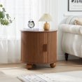 thumbnail image 1 of Wirrytor Side Table with Charging Station, The Table Behind the Sofa with Storage Space and Sliding Door, Bedside Table Accent Cabinet for Living Room, Bedroom, Entryway (Walnut), 1 of 9
