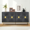 thumbnail image 1 of Wirrytor Set of 2 Fluted Sideboard Cabinet with Doors and Shelves, Buffet Cabinet with Storage,Accent Console Cabinet  for Living Room,  Entryway, Dining(Black-4 Doors), 1 of 9