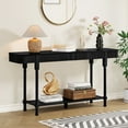 thumbnail image 1 of Wirrytor Long Console Table with Drawers for Living Room, Narrow Fluted Sofa Table with Open Storage Shelf, Couch Table Behind Sofa, Entryway table, Hallway Table ,Black, 1 of 7
