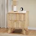 thumbnail image 1 of Wirrytor Modern Flutted NightStand with 2 Drawers, Farmhouse Sofa Table with Storage, Bedside Table for Living Room(Natural), 1 of 8