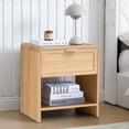 thumbnail image 1 of Wirrytor Modern Nightstand with Charging Station, Wide Wood Bedside Table w/ Storage Drawers, Mid Century End Table for Bedroom, Living Room,Curved Profile Design, Natural Oak, 1 of 8