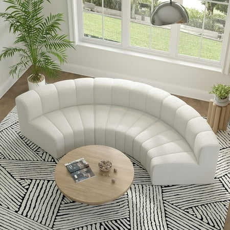 Wirrytorl Sofa, Couch Set, Velvet Modular Sectionals, Curved 3 Seater Cloud Sofa with for Living Room (White)