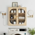 thumbnail image 1 of Wirrytor Natural Wall Storage Cabinet, Farmhouse Bathroom Shelf with Glass Door, Medicine Wall Mounted Cupboard, 1 of 7