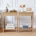 thumbnail image 1 of Wirrytor Fluted Nightstand Set of 2 with Charging Station and Drawer, Space Saving Bedside Table with Storage Shelf, Compact End Table for Small Bedroom Or Apartment, 1 of 2