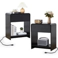 thumbnail image 1 of Wirrytor Nightstand Set of 2 with Charging Station for Bedroom , Wood Wide Bedside Table with Drawer and Shelf, Wide Side Table with Storage for Home Office, End Table for Living Room,Black, 1 of 9