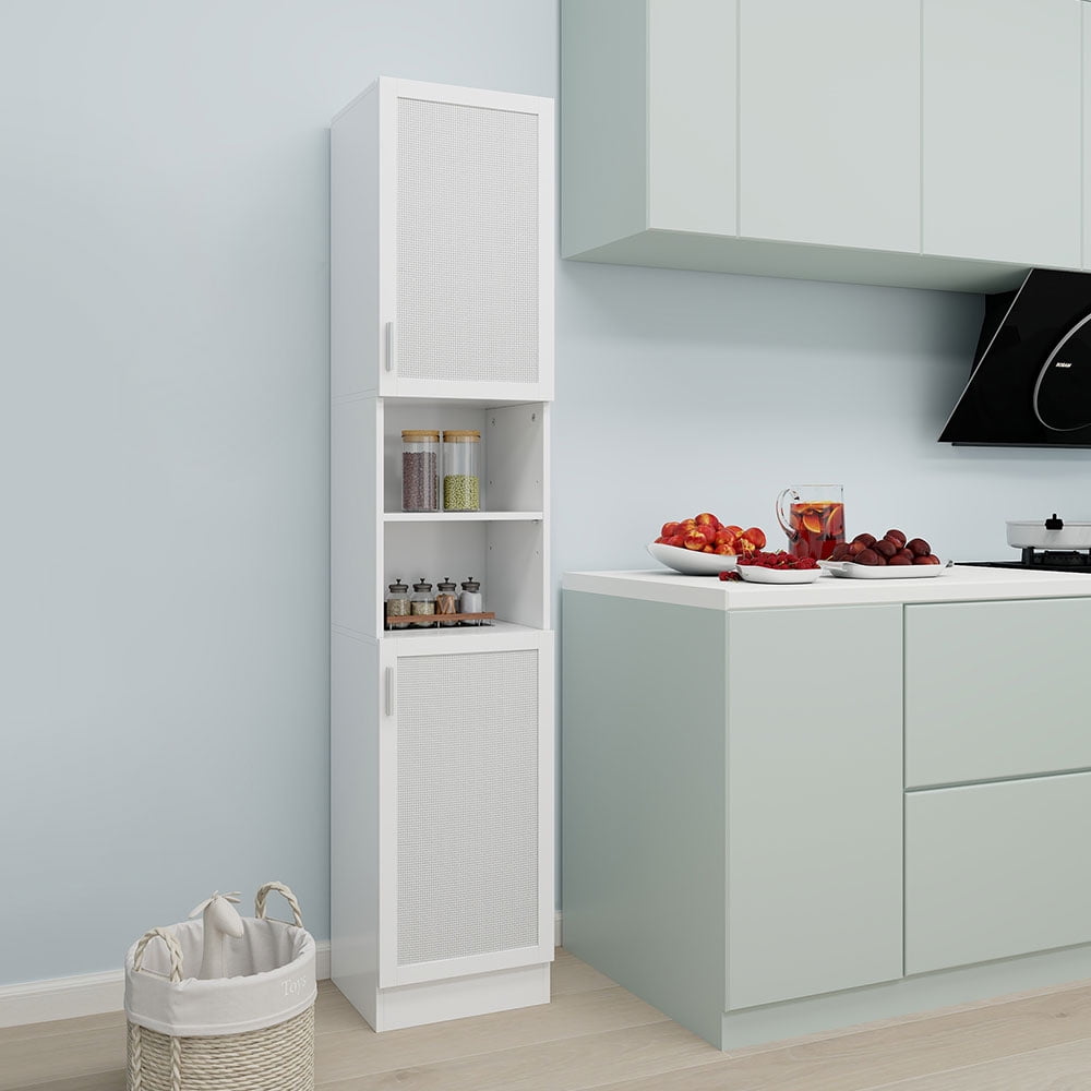 Wirrytor Rattan Bathroom Storage Cabinet, Thin Corner Floor Cabinet ...