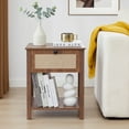thumbnail image 1 of Wirrytor Rattan Nightstand,Boho Bedside Tables Rattan Decor Drawer with Brass Knobs Night Stand Wood Bedside Table Boho End Tables Side Tables with Storage Shelf, Walnut, 1 of 9