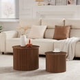 thumbnail image 1 of Wirrytor Round Coffee Table Sets 2 Pieces, Wood Fluted Coffee Table with Storage, for Living Room Bedroom, Apartment(Walnut), 1 of 10