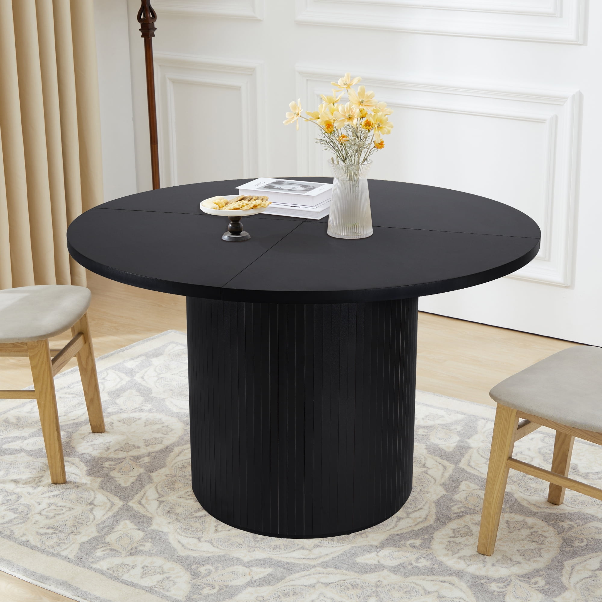 Wirrytor Round Dining Table for 4, Modern Farmhouse Kitchen Table, 47