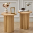 thumbnail image 1 of Wirrytor Round Side Table Set of 2, Fluted End Table, Mid Century Modern Small Accent Tables, Bedside Table, Couch Side Table, Nightstand for Bedroom Couch,Oak, 1 of 8