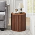 thumbnail image 1 of Wirrytor Round Side Table for Living Room, Fluted End Table for Small Spaces, Mid Century Modern Small Accent Tables, Bedside Table, Couch Side Table, Nightstand for Bedroom Couch,Walnut, 1 of 8