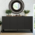 thumbnail image 1 of Wirrytor Sideboard Storage Cabinet with Doors and Shelves, Buffet Cabinet with Storage, Credenza Storage Cabinet for Kitchen, Wooden Fluted Cabinet, Under TV Cabinet with Storage - Black, 1 of 11