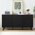 thumbnail image 1 of Wirrytor Sideboard Storage Cabinet with Doors and Shelves, Buffet Cabinet with Storage, Credenza Storage Cabinet for Kitchen, Wooden Fluted Cabinet, Under TV Cabinet with Storage,Black, 1 of 11