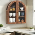 thumbnail image 1 of Wirrytor Walnut Arched Wall Cabinet with Glass Door, Hanging Bathroom Shelf, Medicine Wall Mounted Cupboard, Farmhouse Over the Toilet Cabinet, 1 of 8
