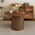 thumbnail image 1 of Wirrytor Dining Table, Modern Farmhouse Round Kitchen Table, 47 Inch Circle Dining Tables with Wood Strip Base for Kitchen Living Room,Walnut, 1 of 10
