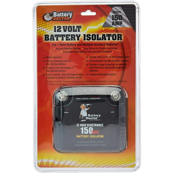 WirthCo 20092 Battery Doctor 12 Volt 150 Amp Battery Isolator, Black