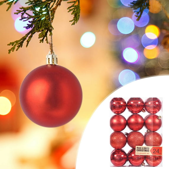 Wirziis 24PCS Christmas Ball Ornaments for Xmas Tree Decor, 30mm Shatterproof Christmas Ornaments Sets for Christmas Tree Decorations, Holidays, Home, Party Decorations, Tree Ornaments