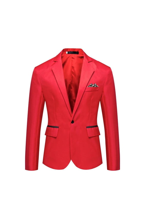 Mens Casual Slim Fit Suit Jacket 1 Button Daily Blazer Business Sport Coat Top