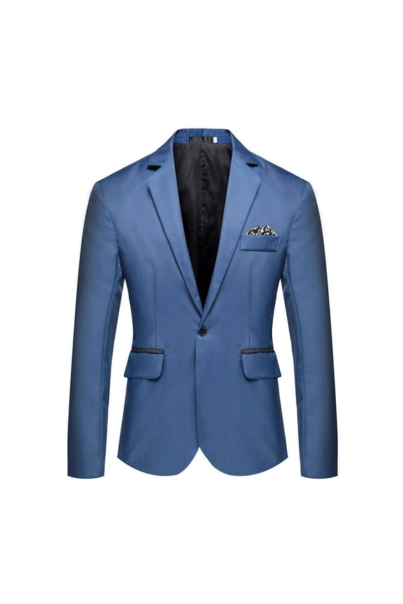 Mens Casual Slim Fit Suit Jacket 1 Button Daily Blazer Business Sport Coat Top