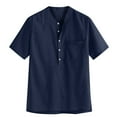 thumbnail image 1 of Wirziis Mens Henley Short Sleeve Summer T-Shirt Cotton Casual Shirt Men's Cool Thin Breathable Solid Color Button Cotton Shirt Short Sleeve for Summer, 1 of 7