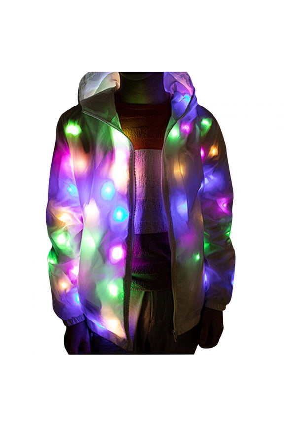 Mens Womens LED Flash Light Rave Jacket Baseball Hoodies Sport Outwear Party Costume Fancy Dress Plus Size - Christmas Gifts for Men