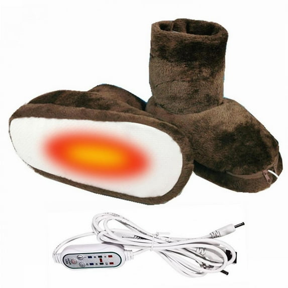 Wirziis USB Heated Slippers Heated Feet Warmer Winter Office Heating Shoes Plug Electric Heating Boots Feet Warm Plush Indoor Comfy Slippers - Winter Booties for Women