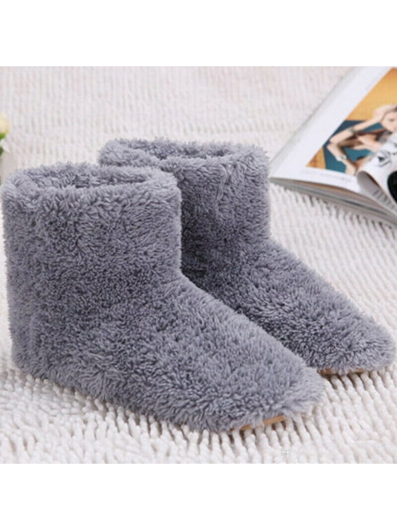 Wirziis USB Heated Slippers Heated Feet Warmer Winter Office Heating Shoes Plug Electric Heating Boots Feet Warm Plush Indoor Comfy Slippers - Winter Booties for Unisex