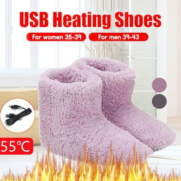 Wirziis USB Heated Slippers Heated Feet Warmer Winter Office Heating Shoes Plug Electric Heating Boots Feet Warm Plush Indoor Comfy Slippers - Winter Booties for Unisex