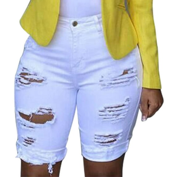 Wirziis Women Jean Short for Summer Five pointed Pants Destroyed Hole Shorts Jeans Ladies Plus Size Leggings Short Pants Denim Shorts Ripped Jeans