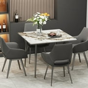 Wisfor Sintered Stone Dining Table Kitchen Dinette Table ,Sturdy Metal Legs,31.5in,White&Emerald