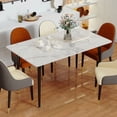 WisFor Unique Rectangle Room Dining Table, Sintered Stone Kitchen Table ...