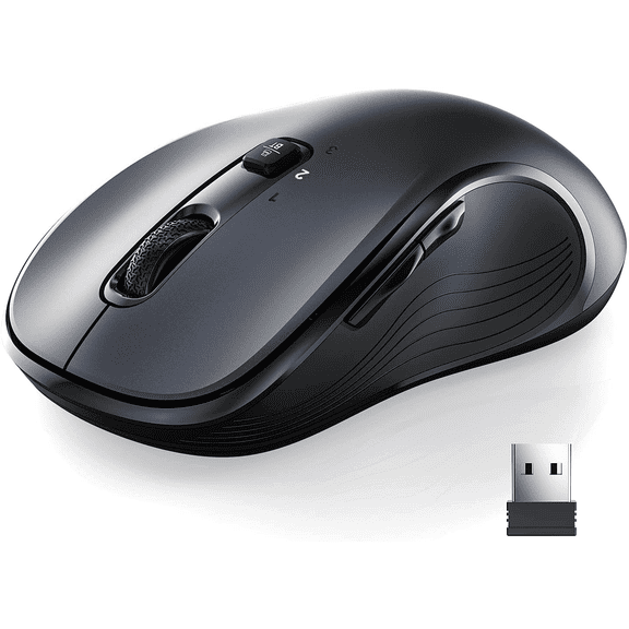 WisFox 2.4GHz Wireless Mouse for Laptop, Ergonomic Computer Mouse with Triple Mode (Dual Bluetooth + USB) and 3 Adjustable Levels, 6 Button Cordless Mouse Bluetooth Mouse for Windows Mac PC Notebook